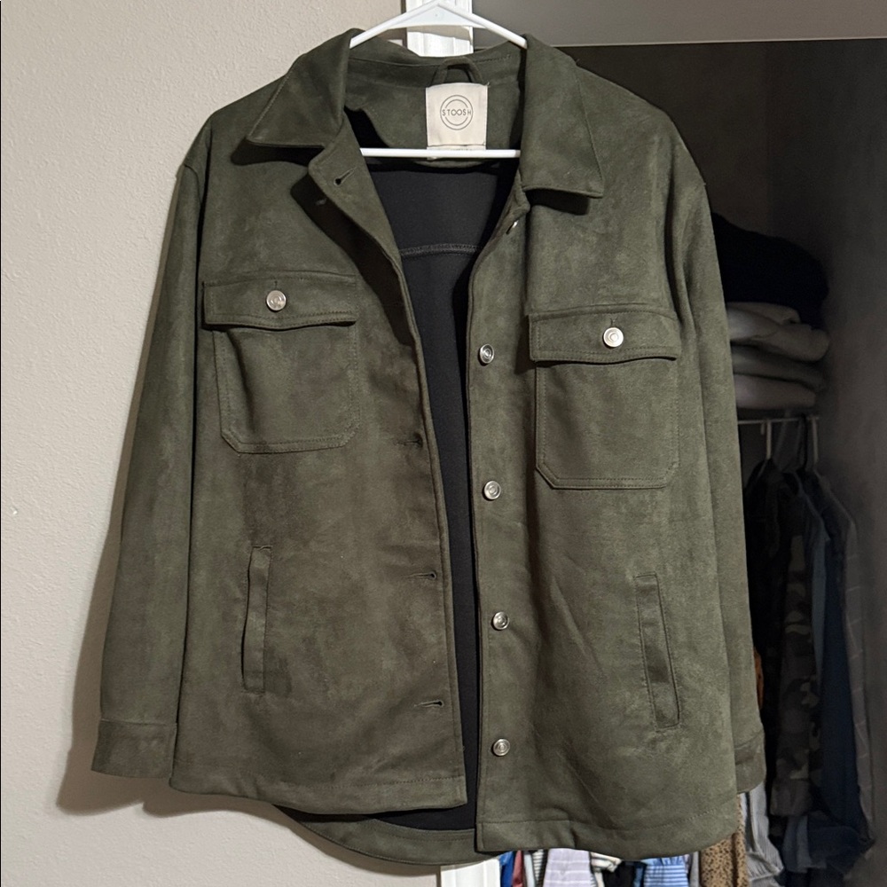 Olive Green Suede shacket